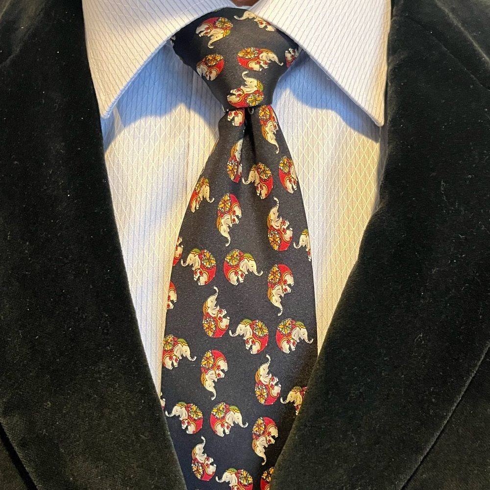 Salvatore Ferragamo Elephant Print Silk Tie - Luxury Tie